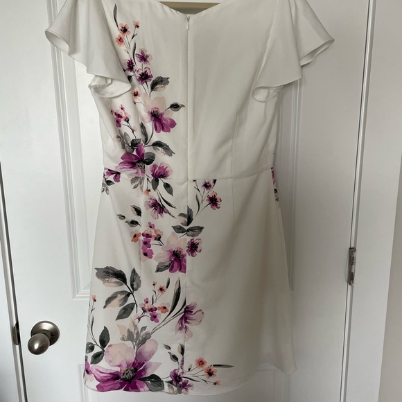 White House Black Market Floral White A line Dress for Work Spring Bridal Shower - Picture 5 of 7